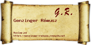 Genzinger Rémusz névjegykártya